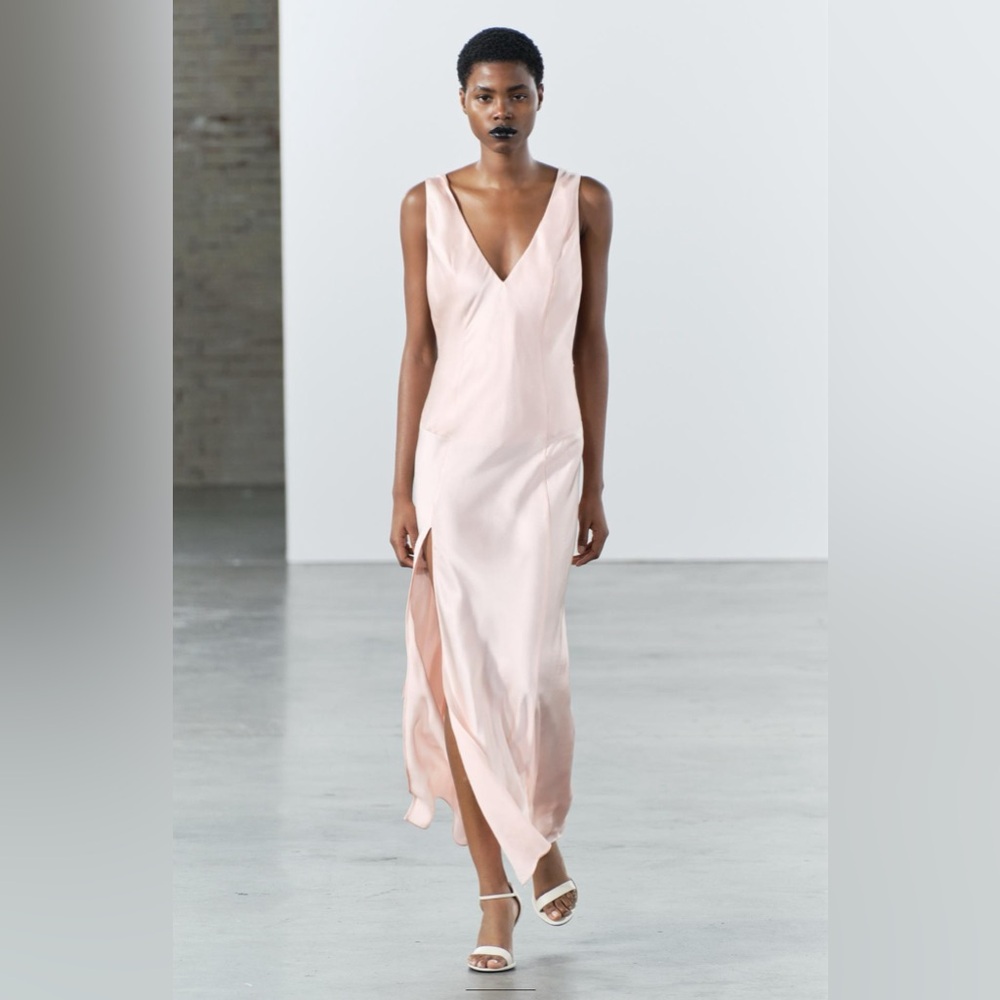 Zara Open Back Satin Effect Dress. New With Tags.